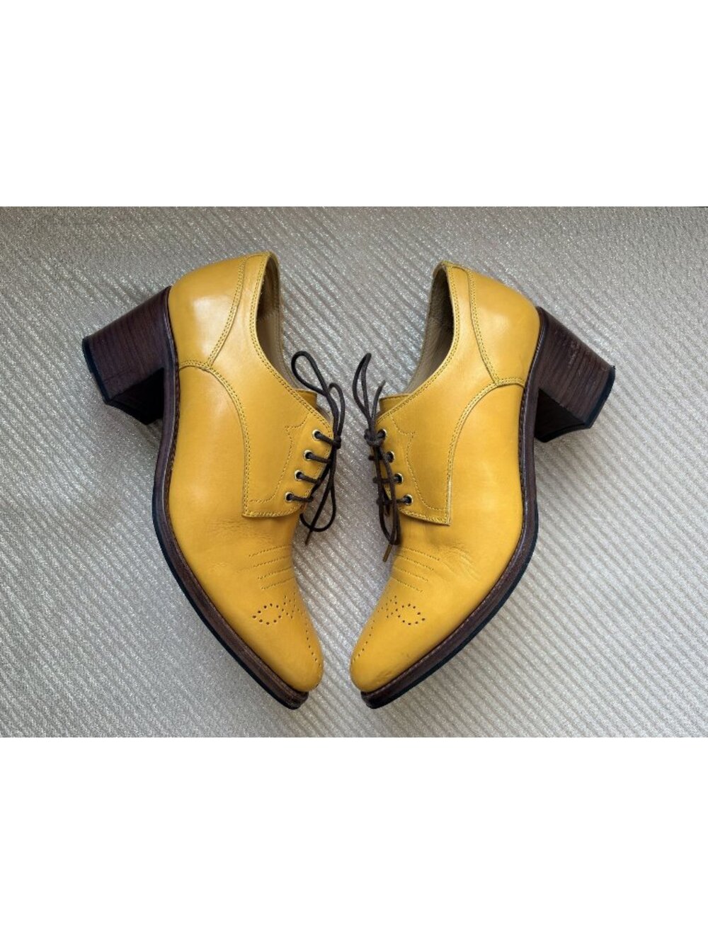 The Office of Angela Scott Miss Button Saffron Heeled Loafers Shoes 39 9